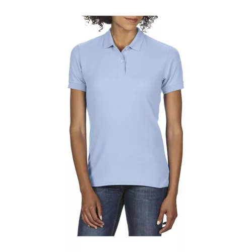 DRYBLEND® LADIES' DOUBLE PIQUÉ POLO (L, Light Blue)