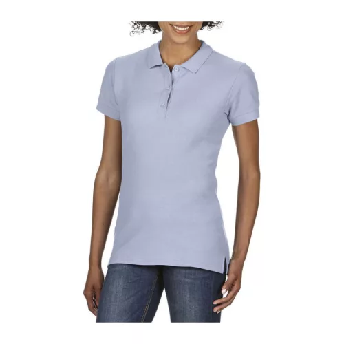 PREMIUM COTTON LADIES' DOUBLE PIQUÉ POLO (S, Light Blue)