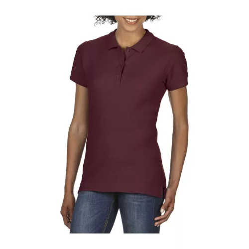 PREMIUM COTTON LADIES' DOUBLE PIQUÉ POLO (L, Maroon)