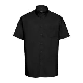   Russell Men’s Short Sleeve Classic Oxford Shirt (4XL, Black)