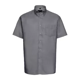   Russell Men’s Short Sleeve Classic Oxford Shirt (XL, Silver)