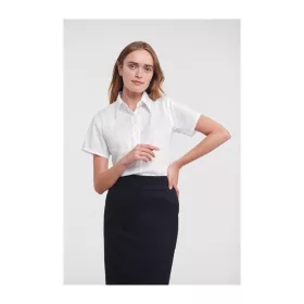 Russell Non-iron ladies blouse short-sleeve (S, Bright Sky)