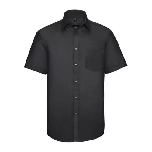 Russell Non-iron Men Shirt short-sleeve (4XL, Black)
