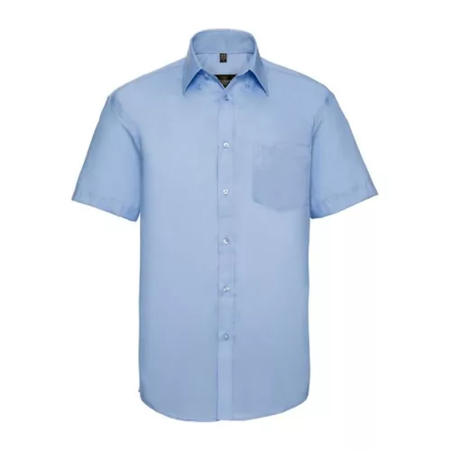 Russell Non-iron Men Shirt short-sleeve (L, Bright Sky)