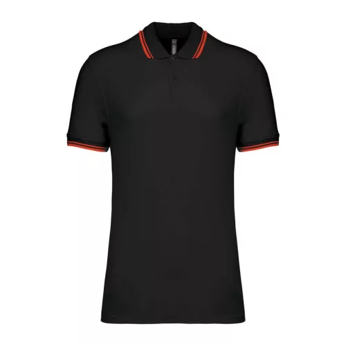 Men'S 2 Striped Short Sleeved Poloshirt (M, Black/Red)