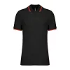 Men'S 2 Striped Short Sleeved Poloshirt (XL, Black/Red)