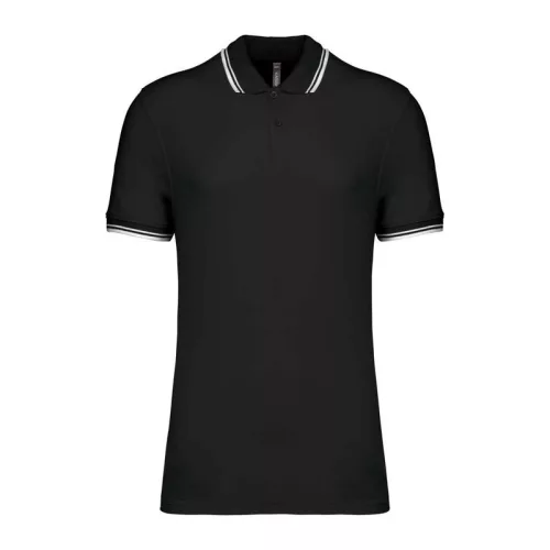 Men'S 2 Striped Short Sleeved Poloshirt (2XL, Black/White)