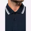 Men'S 2 Striped Short Sleeved Poloshirt (XL, Black/White)