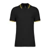 Men'S 2 Striped Short Sleeved Poloshirt (L, Black/Yellow)