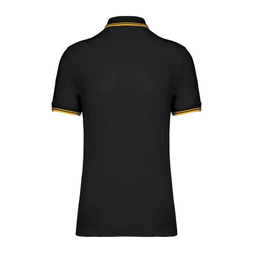 Men'S 2 Striped Short Sleeved Poloshirt (M, Black/Yellow)
