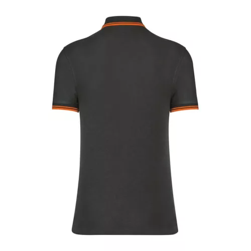 Men'S 2 Striped Short Sleeved Poloshirt (4XL, Dark Grey/Orange)