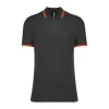Men'S 2 Striped Short Sleeved Poloshirt (L, Dark Grey/Orange)