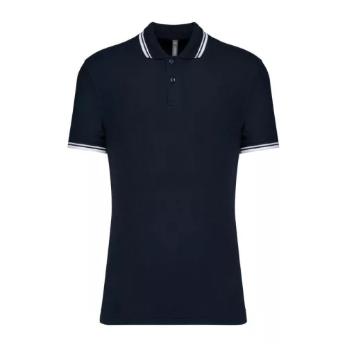 Men'S 2 Striped Short Sleeved Poloshirt (2XL, Navy/White)