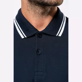   Men'S 2 Striped Short Sleeved Poloshirt (XL, Navy/White)