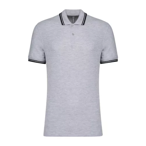 Men'S 2 Striped Short Sleeved Poloshirt (4XL, Black/Oxford Grey)