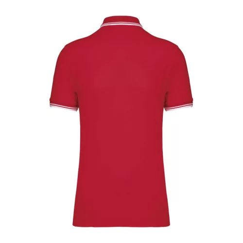 Men'S 2 Striped Short Sleeved Poloshirt (L, Red/White)