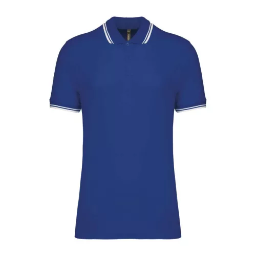 Men'S 2 Striped Short Sleeved Poloshirt (3XL, Royal Blue/White)