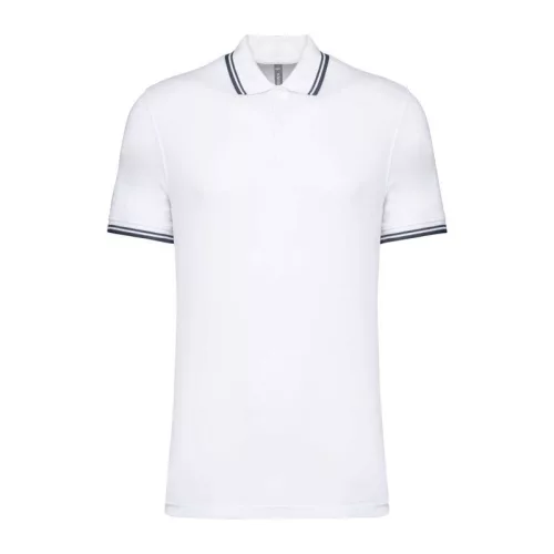 Men'S 2 Striped Short Sleeved Poloshirt (2XL, White/Navy)