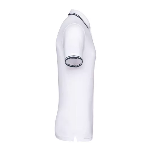 Men'S 2 Striped Short Sleeved Poloshirt (L, White/Navy)