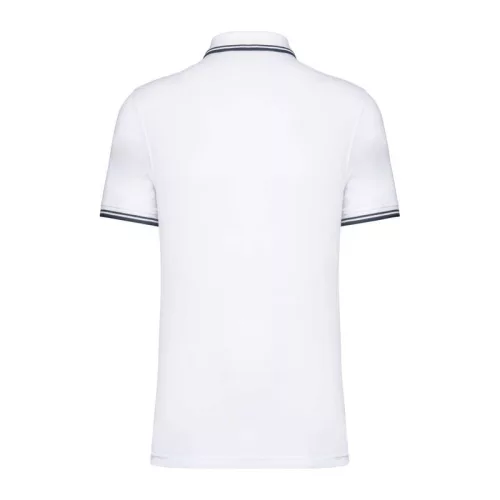 Men'S 2 Striped Short Sleeved Poloshirt (XL, White/Navy)