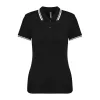 Ladie'S 2 Striped Short Sleeved Poloshirt (XL, Black/White)