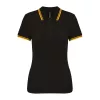 Ladie'S 2 Striped Short Sleeved Poloshirt (S, Black/Yellow)