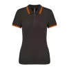Ladie'S 2 Striped Short Sleeved Poloshirt (2XL, Dark Grey/Orange)