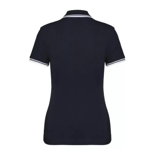 Ladie'S 2 Striped Short Sleeved Poloshirt (2XL, Navy/White)