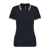 Ladie'S 2 Striped Short Sleeved Poloshirt (XS, Navy/White)