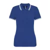Ladie'S 2 Striped Short Sleeved Poloshirt (L, Royal Blue/White)