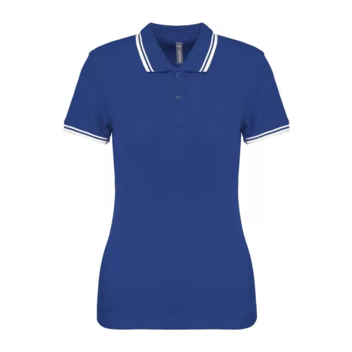 Ladie'S 2 Striped Short Sleeved Poloshirt (XS, Royal Blue/White)