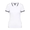 Ladie'S 2 Striped Short Sleeved Poloshirt (2XL, White/Navy)
