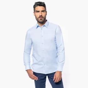 Men Long-Sleeved Easy Care Shirt Without Pocket (S, White)