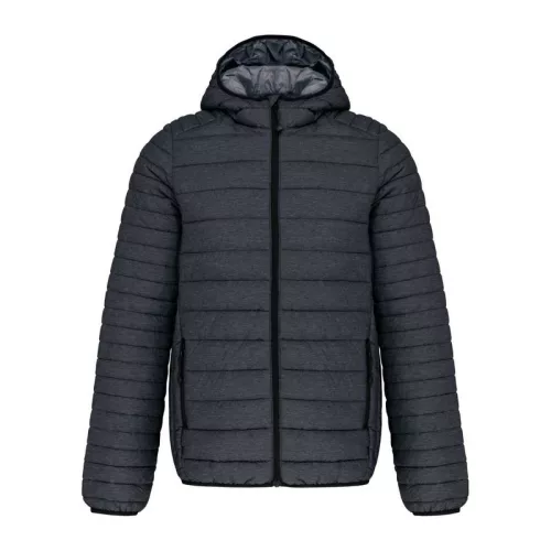 MEN'S LIGHTWEIGHT HOODED PADDED JACKET (3XL, Marl Grey)