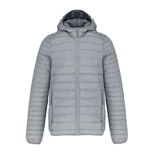 MEN'S LIGHTWEIGHT HOODED PADDED JACKET (XL, Silver Marl)