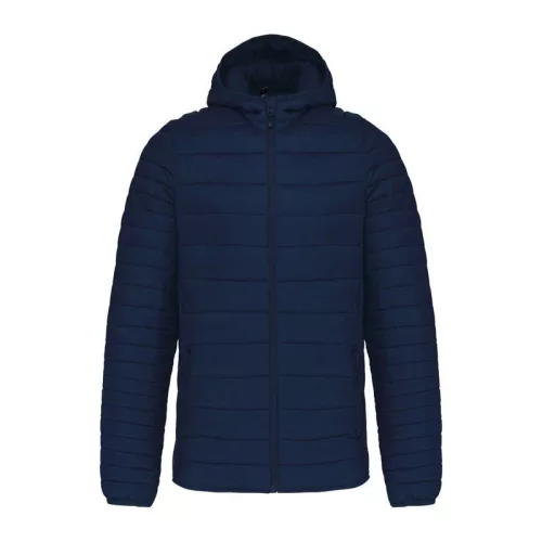MEN'S LIGHTWEIGHT HOODED PADDED JACKET (M, Navy)
