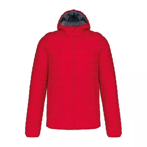 MEN'S LIGHTWEIGHT HOODED PADDED JACKET (4XL, Red)
