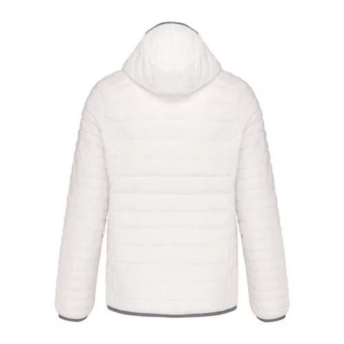 MEN'S LIGHTWEIGHT HOODED PADDED JACKET (L, White)