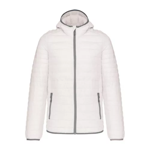MEN'S LIGHTWEIGHT HOODED PADDED JACKET (S, White)