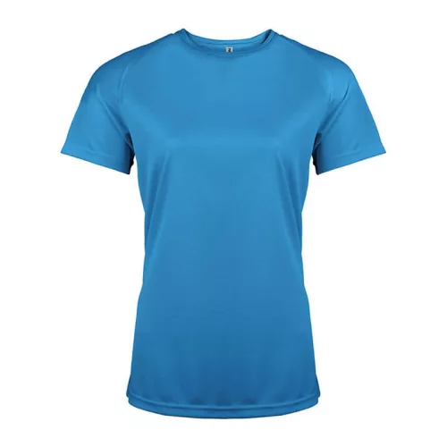 LADIES' SHORT-SLEEVED SPORTS T-SHIRT (M, Aqua Blue)