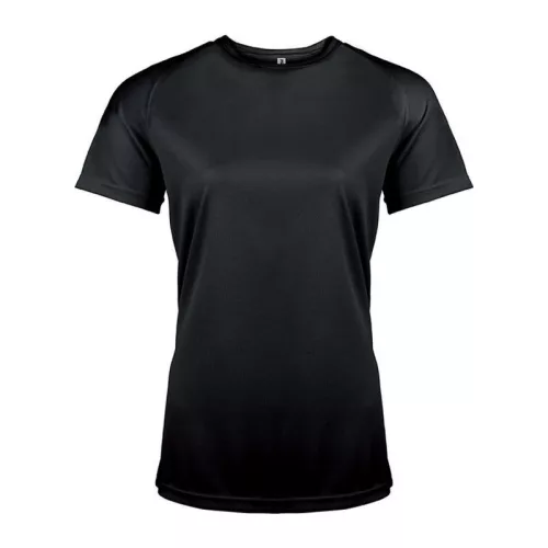 LADIES' SHORT-SLEEVED SPORTS T-SHIRT (L, Deep Black)