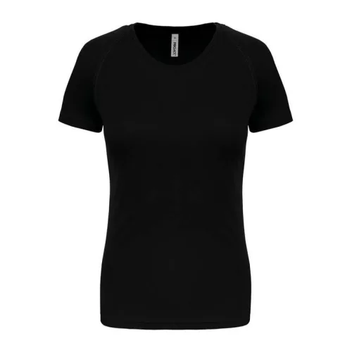 LADIES' SHORT-SLEEVED SPORTS T-SHIRT (S, Deep Black)