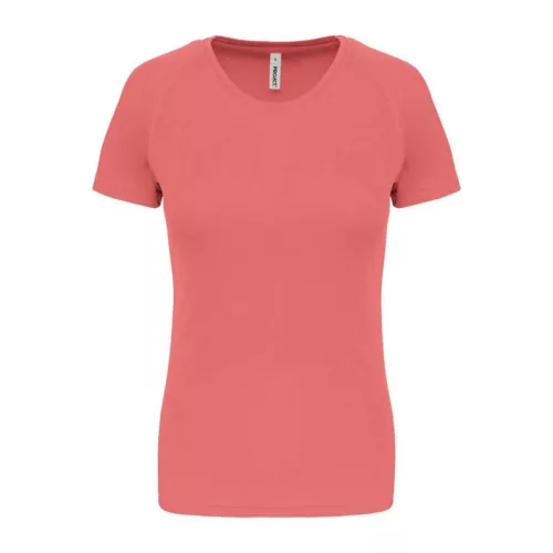 LADIES' SHORT-SLEEVED SPORTS T-SHIRT (L, Coral)