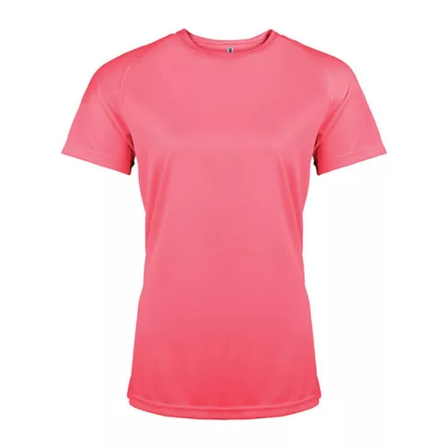 LADIES' SHORT-SLEEVED SPORTS T-SHIRT (2XL, Fluorescent Pink)
