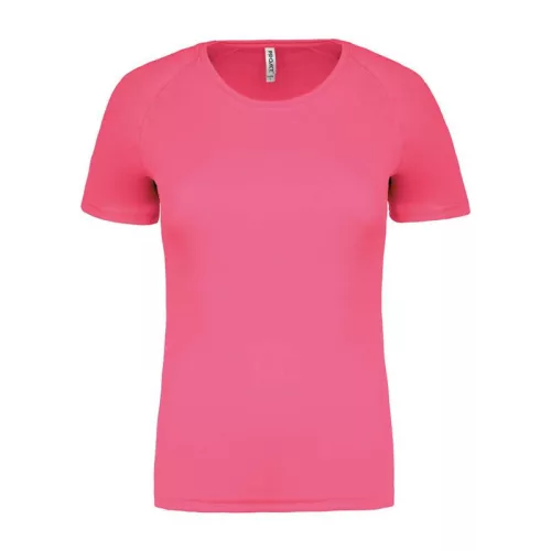 LADIES' SHORT-SLEEVED SPORTS T-SHIRT (M, Fluorescent Pink)