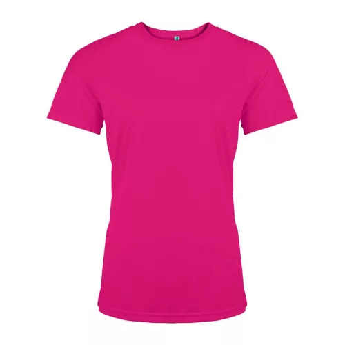 LADIES' SHORT-SLEEVED SPORTS T-SHIRT (L, Fuchsia)