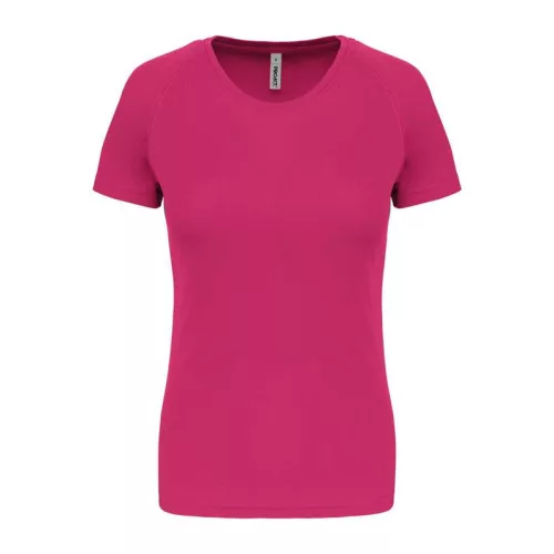 LADIES' SHORT-SLEEVED SPORTS T-SHIRT (L, Fuchsia)