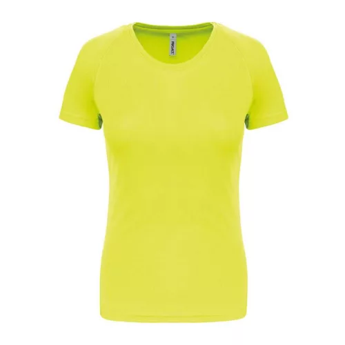 LADIES' SHORT-SLEEVED SPORTS T-SHIRT (S, Fluorescent Yellow)