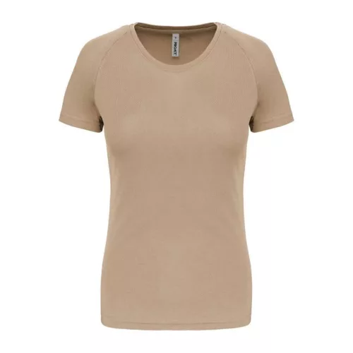LADIES' SHORT-SLEEVED SPORTS T-SHIRT (L, Sand)