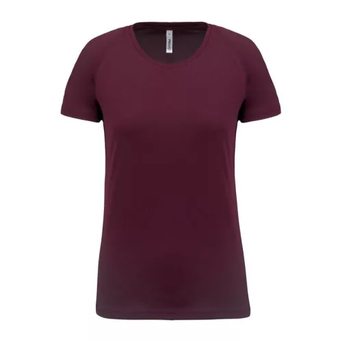 LADIES' SHORT-SLEEVED SPORTS T-SHIRT (2XL, Wine)